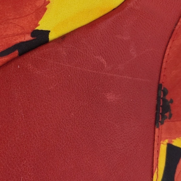 1053- Stuart Weitzman Red Floral Lace-Up Platform Wedge Heels Size 9 - Picture 14 of 17